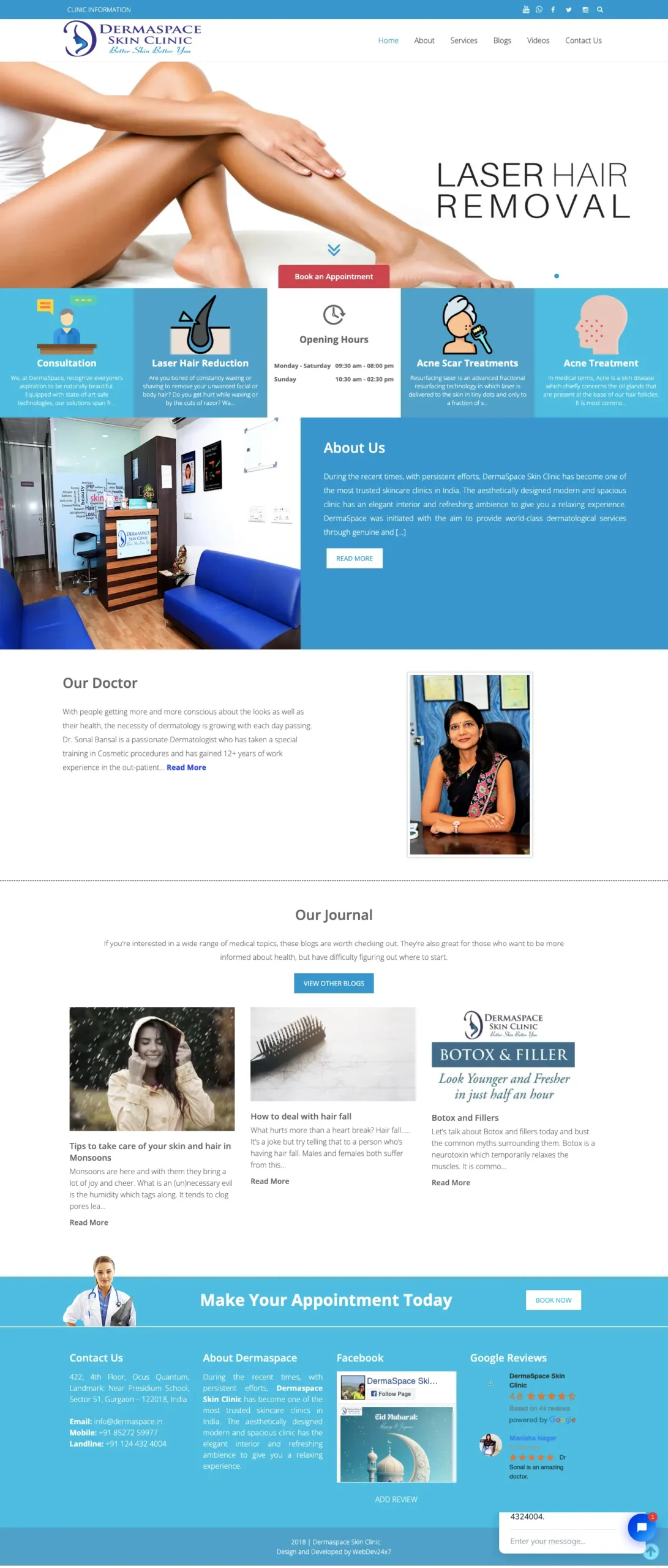 Dermaspace website by WebDev24x7