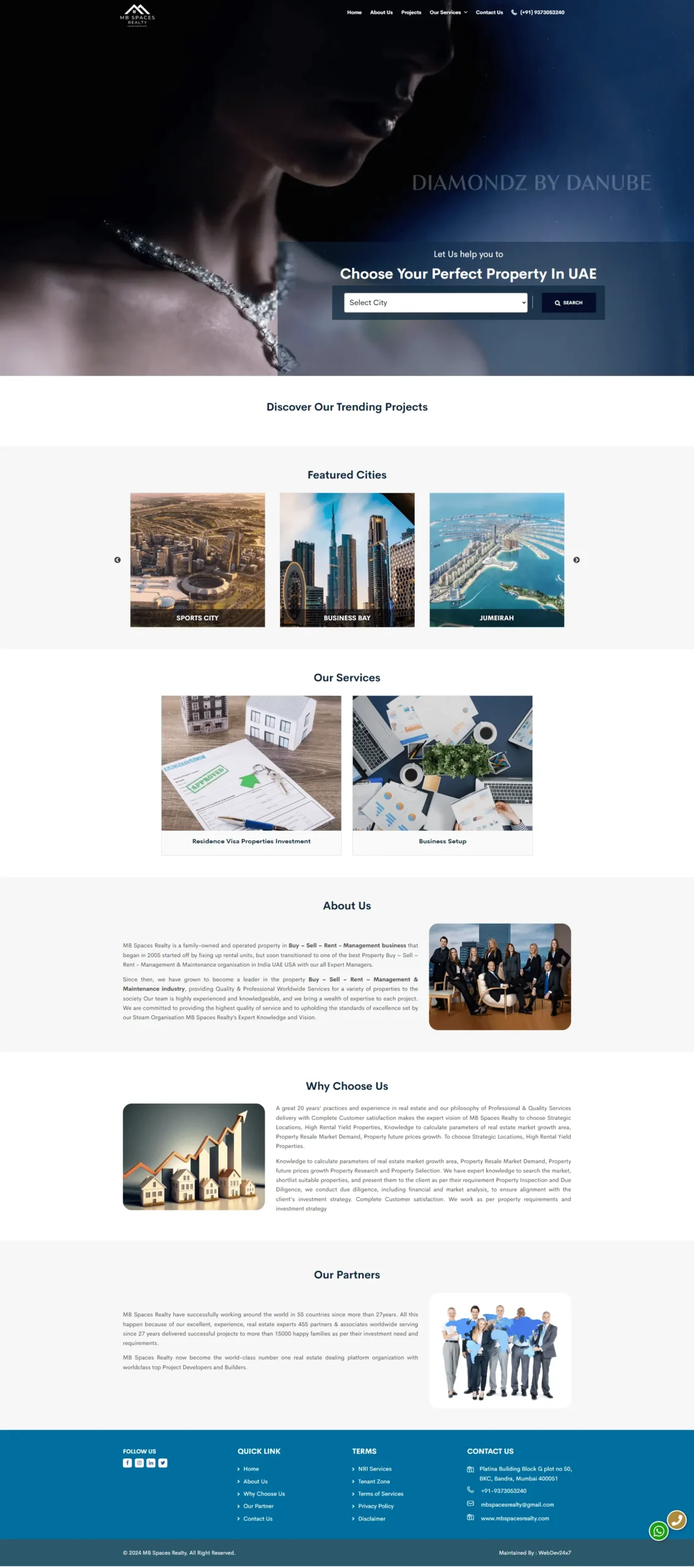 MB Space Realty website by WebDev24x7